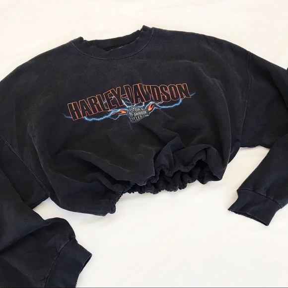Harley-Davidson Tops - Vintage Harley Davidson drawstring crop sweatshirt